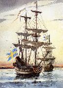 kalmare nyckel och fagel grip pa alusborgsfjorden fore avfarden till nya sverige i borjan av november 1637 unknow artist